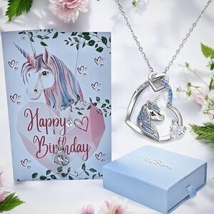 925 Silver Unicorn Heart Pendant Necklace - Letter A